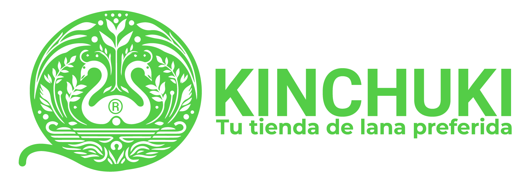 Logotipo para empresa que vende lana en Chile, icono en base a la lana se sacó formas de un cisne creado con tejidos, el nombre está a la derecha y el slogan debajo